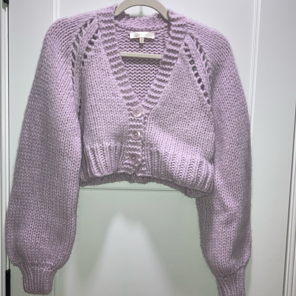 Love Shack Fancy - Marshe Crop cardigan. Size: XS. Lilac color. NWOT.